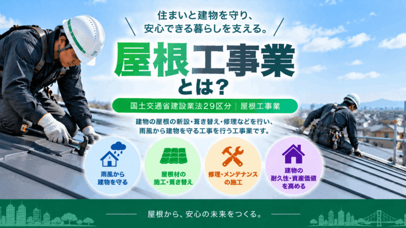 屋根工事業とは？仕事内容・工事例・建設業許可・一人親方労災保険をわかりやすく解説