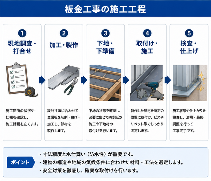 板金工事の施工工程