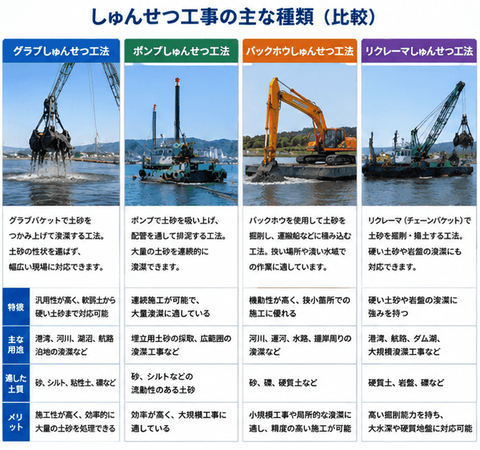 しゅんせつ工事の種類