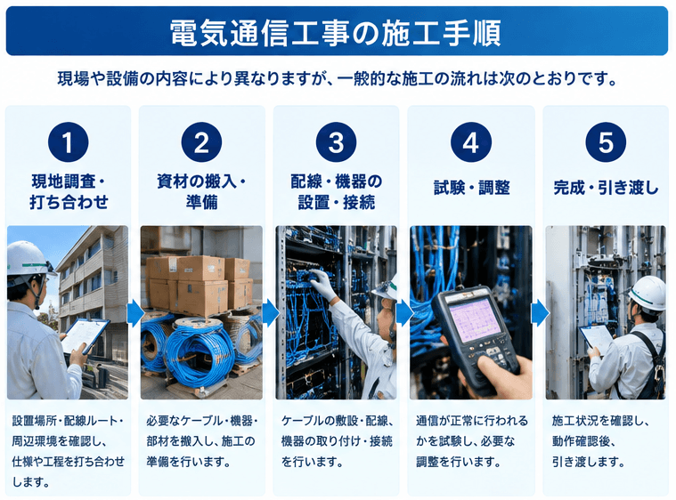 電気通信工事の施工手順