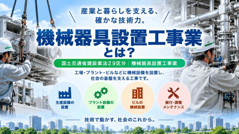 機械器具設置工事業とは？仕事内容・種類・一人親方の労災保険まで解説