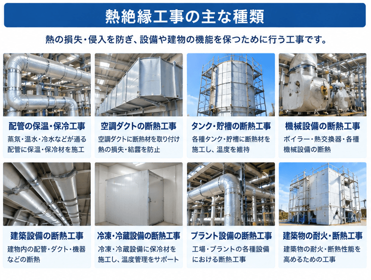 熱絶縁工事の主な種類