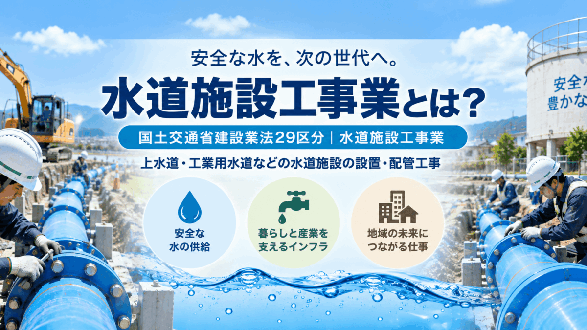 水道施設工事業とは？仕事内容・種類・一人親方の労災保険を解説