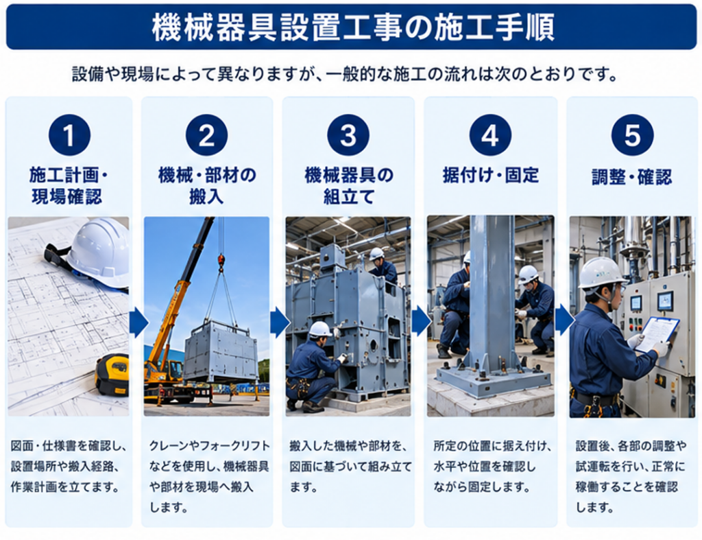 機械器具設置工事の施工手順